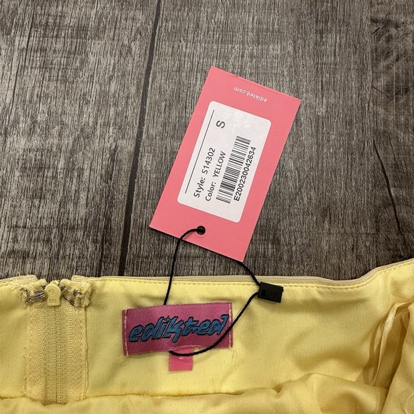 Edikted Yellow Strapless Corset Bustier Crop Top Small Mesh Boned NWT Y2K Sexy - Picture 5 of 8